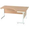 1600mm Crescent Right Hand Cantilever Desk White/Beech thumbnail-0