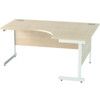 1600mm Crescent Right Hand Cantilever Desk White/Maple thumbnail-0