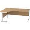 1800mm Crescent Left Hand Cantilever Desk Silver/Light Oak thumbnail-0