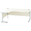 1800mm Crescent Left Hand Cantilever Desk Silver/White thumbnail-0