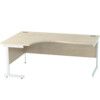 1800mm Crescent Left Hand Cantilever Desk White/Maple thumbnail-0