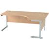 1800mm Crescent Right Hand Cantilever Desk Silver/Beech thumbnail-0