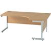 1800mm Crescent Right Hand Cantilever Desk Silver/Light Oak thumbnail-0