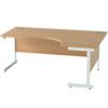 1800mm Crescent Right Hand Cantilever Desk White/Light Oak thumbnail-0