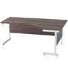 1800mm Crescent Right Hand Cantilever Desk White/Walnut thumbnail-0