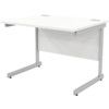 1000mm Rectangular Cantilever Desk Silver/White thumbnail-0