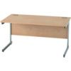 1400mm Rectangular Cantilever Desk Silver/Beech thumbnail-0