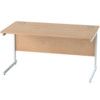 1400mm Rectangular Cantilever Desk White/Beech thumbnail-0