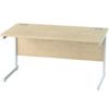 1400mm Rectangular Cantilever Desk White/Maple thumbnail-0