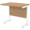 800mm Rectangular Cantilever Desk White/Light Oak thumbnail-0