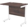 800mm Rectangular Cantilever Desk White/Walnut thumbnail-0