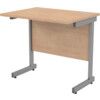 800mm x 600mm Rectangular Shallow Cantilever Desk Grey/Beech thumbnail-0