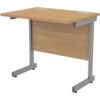 800mm x 600mm Rectangular Shallow Cantilever Desk Grey/Light Oak thumbnail-0