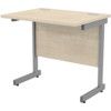 800mm x 600mm Rectangular Shallow Cantilever Desk Grey/Maple thumbnail-0