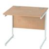 800mm x 600mm Rectangular Shallow Cantilever Desk White/Beech thumbnail-0