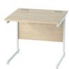 800mm x 600mm Rectangular Shallow Cantilever Desk White/Maple thumbnail-0