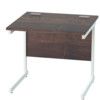 800mm x 600mm Rectangular Shallow Cantilever Desk White/Walnut thumbnail-0