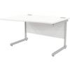 1200mm Wave Left Hand Cantilever Desk Silver/White thumbnail-0