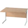 1200mm Left Hand Wave Cantilever Desk White/Beech thumbnail-0