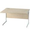 1200mm Left Hand Wave Cantilever Desk White/Maple thumbnail-0