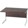 1200mm Left Hand Wave Cantilever Desk White/Walnut thumbnail-0