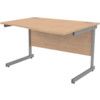 1200mm Wave Right Hand Cantilever Desk Grey/Beech thumbnail-0