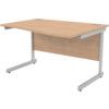 1200mm Wave Right Hand Cantilever Desk Silver/Beech thumbnail-0