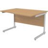 1200mm Wave Right Hand Cantilever Desk Silver/Light Oak thumbnail-0