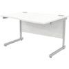 1200mm Wave Right Hand Cantilever Desk Silver/White thumbnail-0