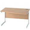 1200mm Right Hand Wave Cantilever Desk White/Beech thumbnail-0