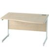 1200mm Right Hand Wave Cantilever Desk White/Maple thumbnail-0