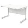 1200mm Right Hand Wave Cantilever Desk White/White thumbnail-0