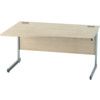 1400mm Wave Left Hand Cantilever Desk Silver/Maple thumbnail-0