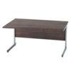 1400mm Wave Left Hand Cantilever Desk Silver/Walnut thumbnail-0