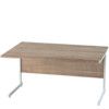 1400mm Left Hand Wave Cantilever Desk White/Birch thumbnail-0