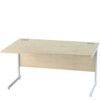 1400mm Left Hand Wave Cantilever Desk White/Maple thumbnail-0