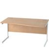 1400mm Right Hand Wave Cantilever Desk White/Beech thumbnail-0