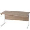 1400mm Right Hand Wave Cantilever Desk White/Birch thumbnail-0