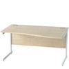 1400mm Right Hand Wave Cantilever Desk White/Maple thumbnail-0