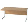 1600mm Wave Left Hand Cantilever Desk Silver/Light Oak thumbnail-0