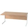 1600mm Left Hand Wave Cantilever Desk White/Beech thumbnail-0