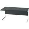 1600mm Left Hand Wave Cantilever Desk White/Black thumbnail-0