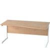 1600mm Right Hand Wave Cantilever Desk White/Beech thumbnail-0