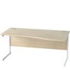 1600mm Right Hand Wave Cantilever Desk White/Maple thumbnail-0