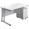 Rectangular Desk 2 Drawer Pedestal 1200mm x 800mm White/Silver thumbnail-0