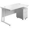 Rectangular Desk 2 Drawer Pedestal 1200mm x 800mm White/White thumbnail-0