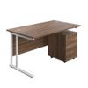 Rectangular Desk with 3 Drawer Pedestal 1200mm x 800mm Walnut/White thumbnail-0