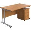 Rectangular Desk with 3 Drawer Pedestal 1200mm x 800mm Nova Oak/Silver thumbnail-0