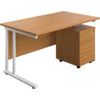 Rectangular Desk with 3 Drawer Pedestal 1200mm x 800mm Nova Oak/White thumbnail-0