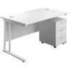 Rectangular Desk with 3 Drawer Pedestal 1200mm x 800mm White thumbnail-0